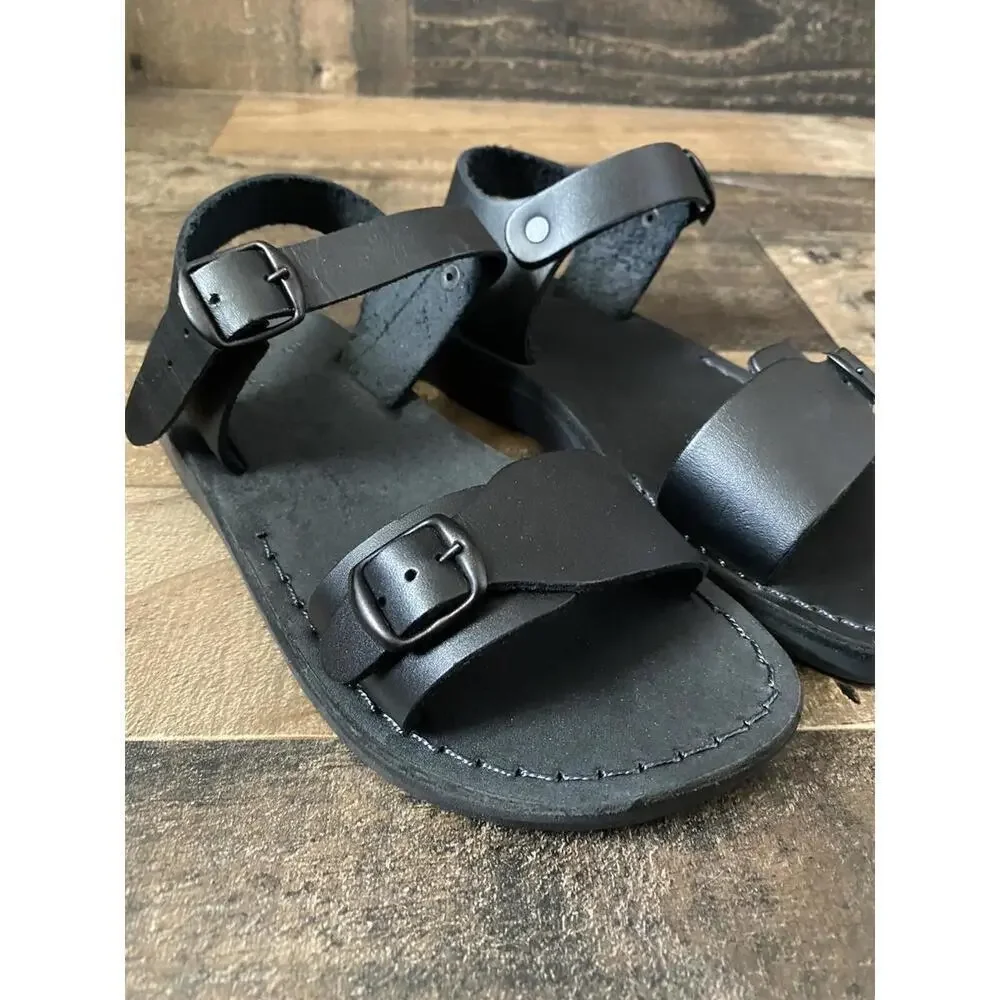 Brand New Jerusalem Womens Size EU 36 US 6 Black Strappy Sandals Open Toe